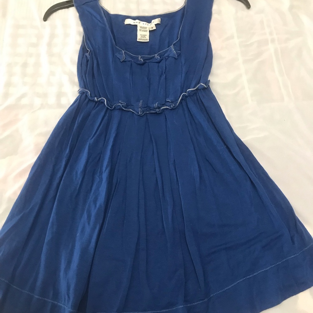 Max Studio Royal Blue Box pleat Babydoll Top